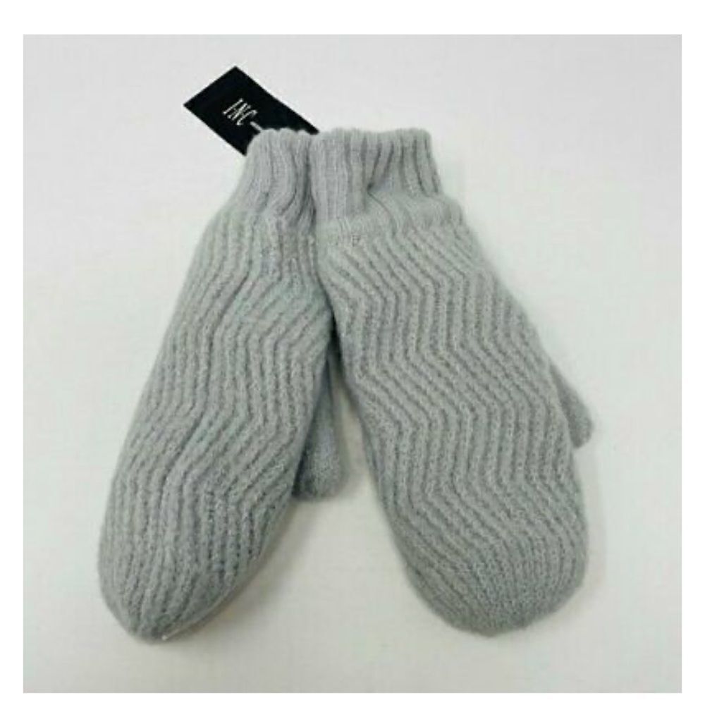 NWT Inc International Concepts Chevron-knit Mittens Grey One Size
